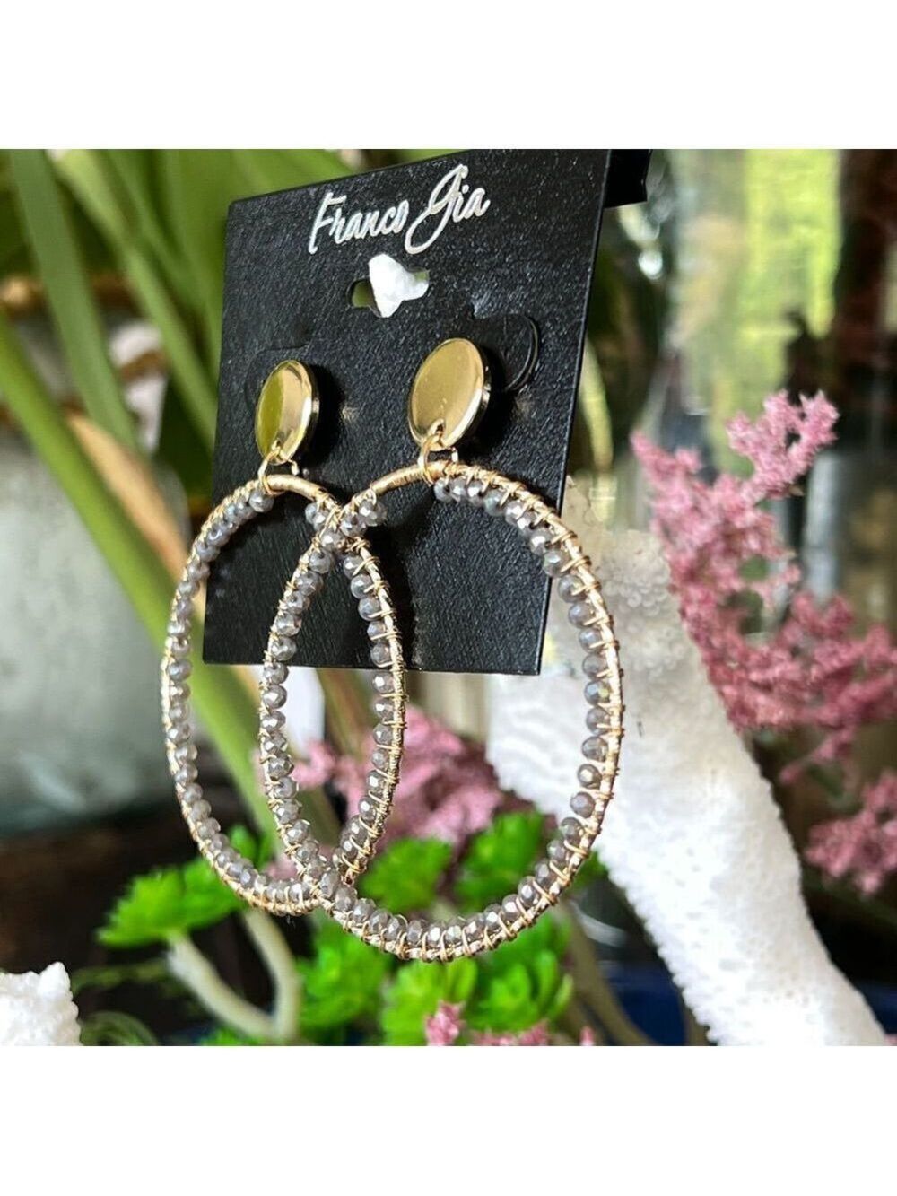 Gold Black Franco Gia Fashion Earrings